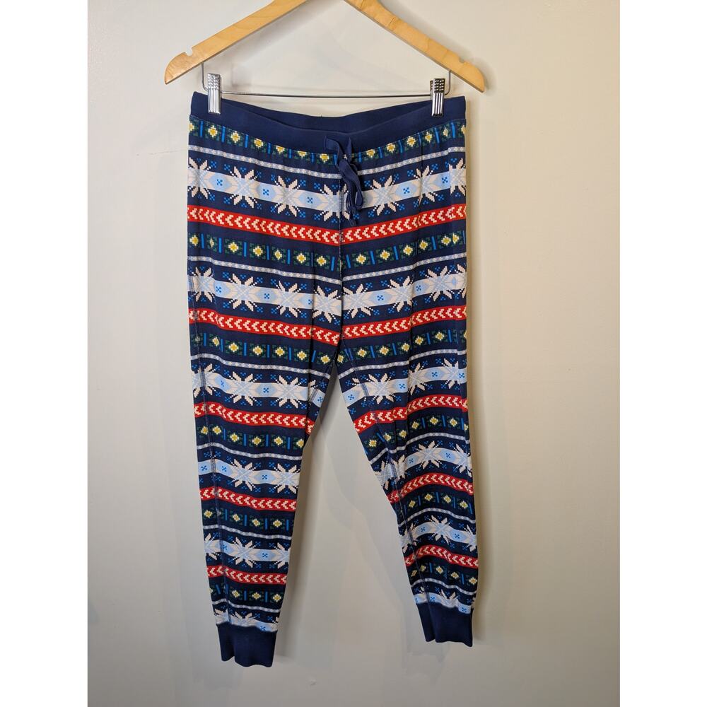 Hanna Andersson Navy Fair Isle Nordic Print Joggers Organic Cotton Womens L